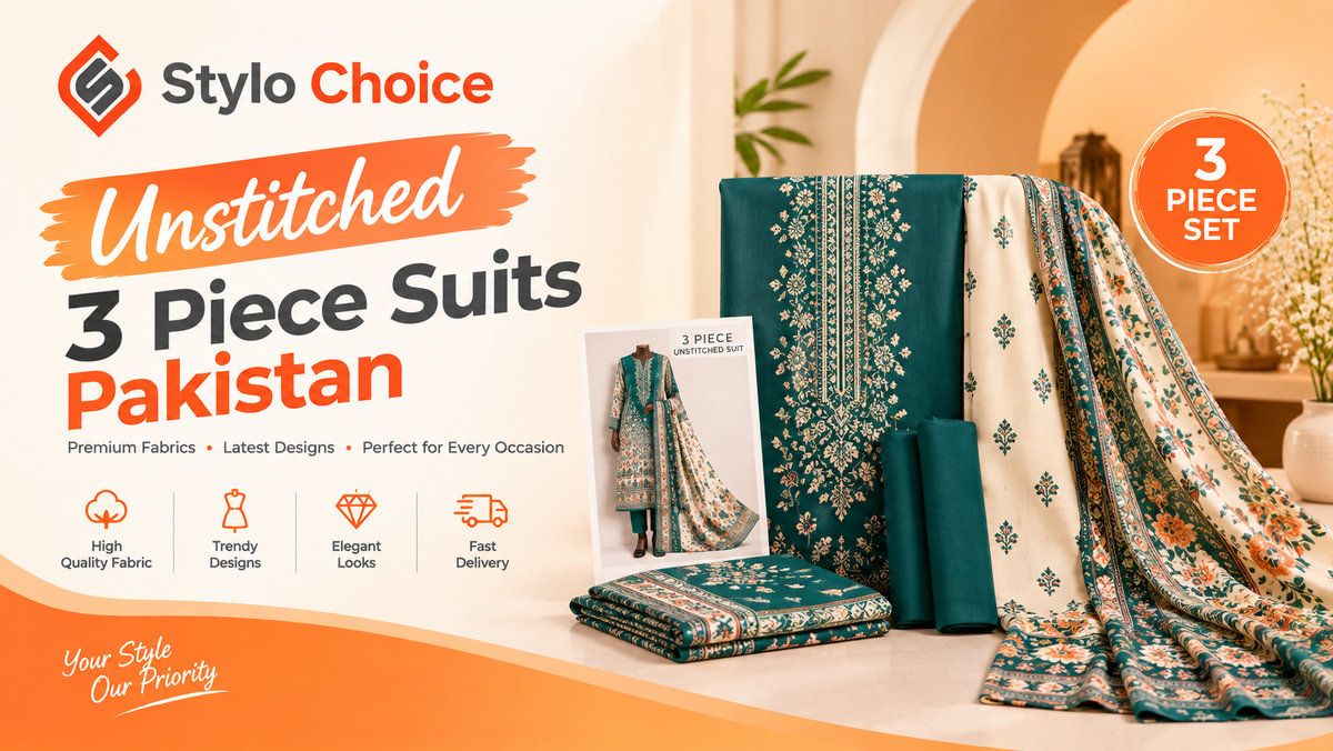 unstitched 3 piece suits Pakistan