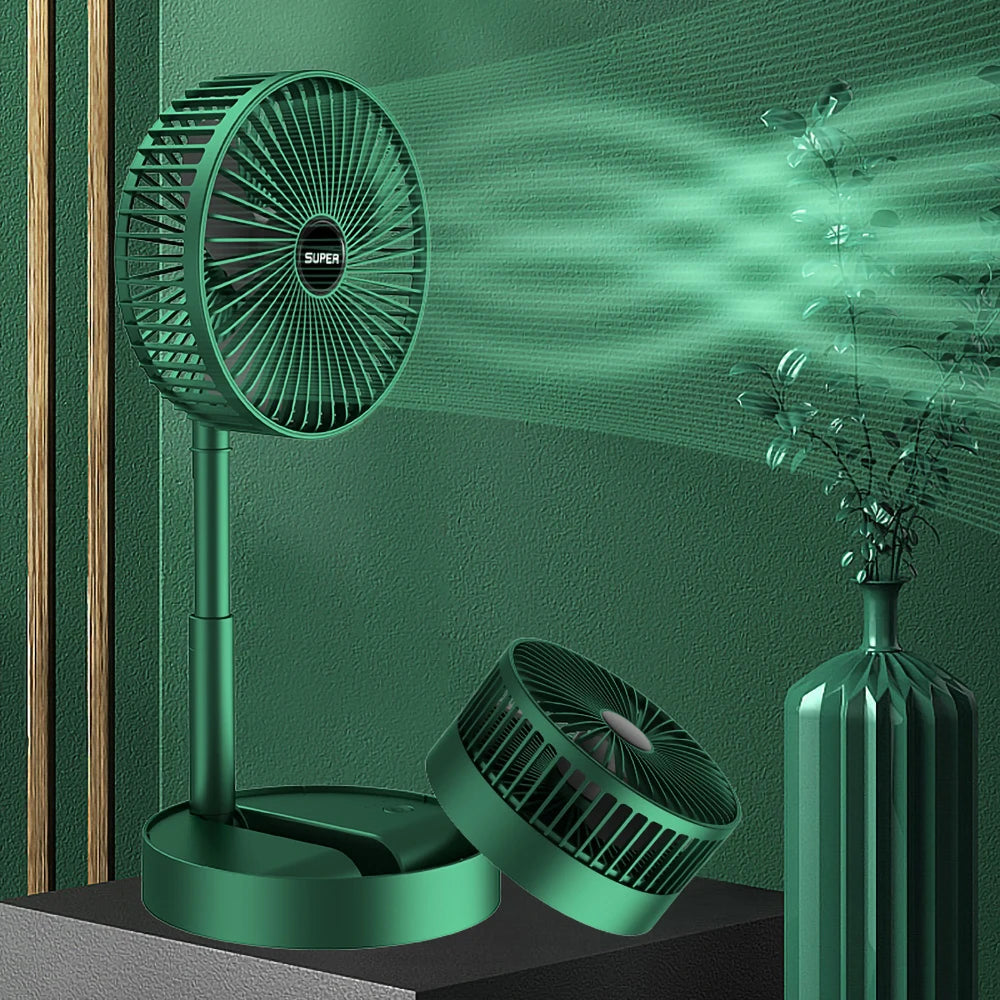 Telescopic Folding Fan – Portable USB Rechargeable Folding Table Fan | Adjustable Height Mini Cooling Fan | Stylo Choice