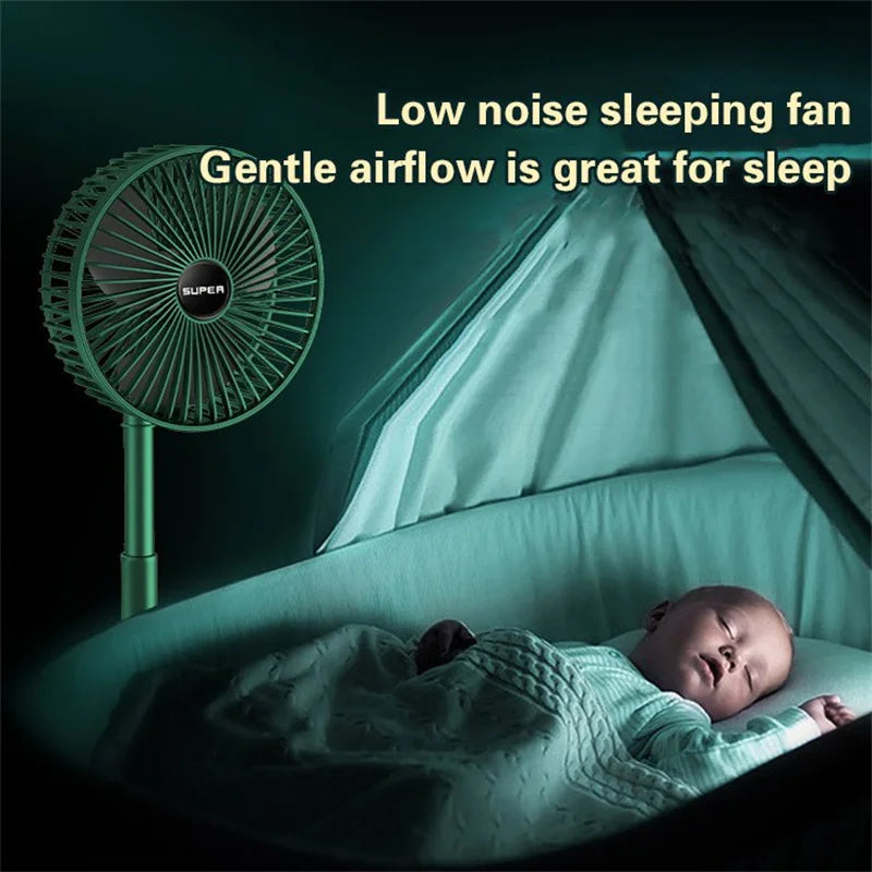 Telescopic Folding Fan – Portable USB Rechargeable Folding Table Fan | Adjustable Height Mini Cooling Fan | Stylo Choice