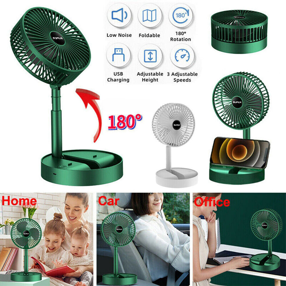 Telescopic Folding Fan – Portable USB Rechargeable Folding Table Fan | Adjustable Height Mini Cooling Fan | Stylo Choice