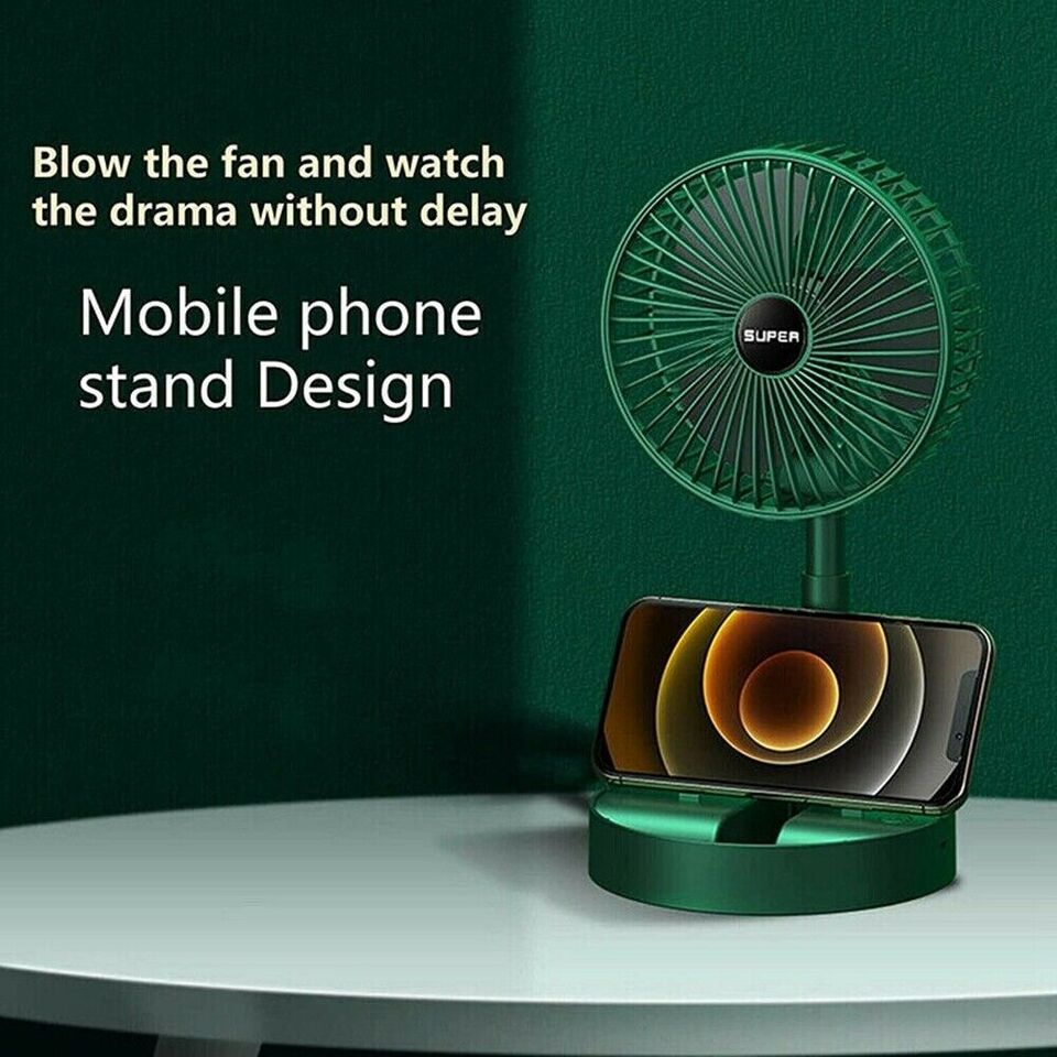 Telescopic Folding Fan – Portable USB Rechargeable Folding Table Fan | Adjustable Height Mini Cooling Fan | Stylo Choice