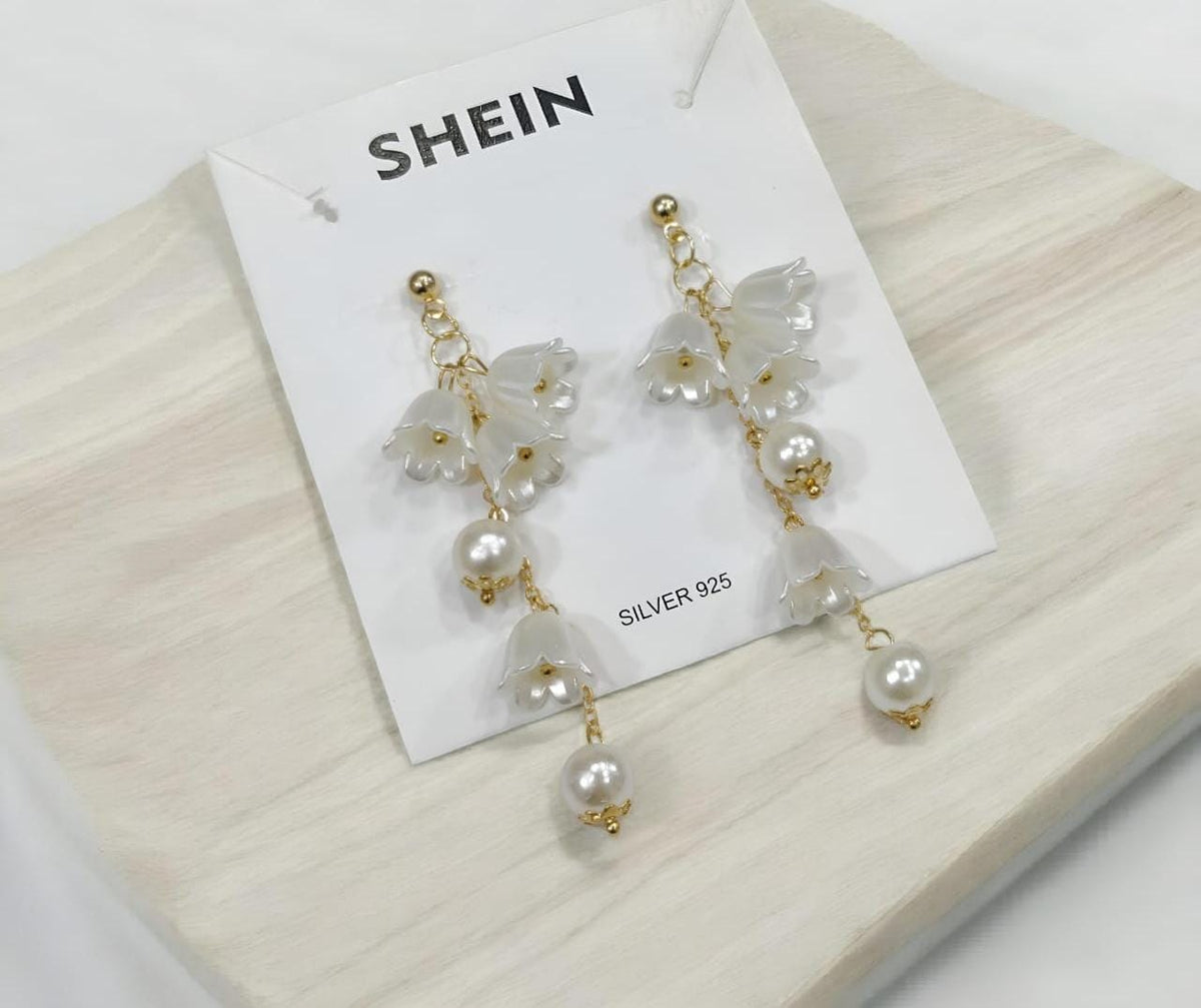 Elegant Pearl & Flower Drop Earrings for Women & Girls | Luxury Floral Dangle Earrings | Stylo Choice