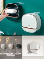 Luxury Wall-Mounted Soap Holder with Drain Tray – Stylish Bathroom Soap Box