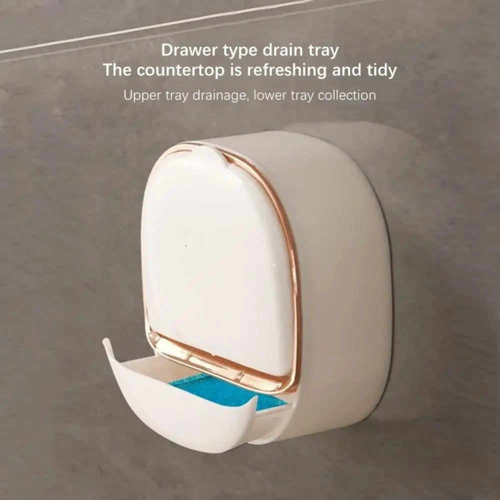 Luxury Wall-Mounted Soap Holder with Drain Tray – Stylish Bathroom Soap Box