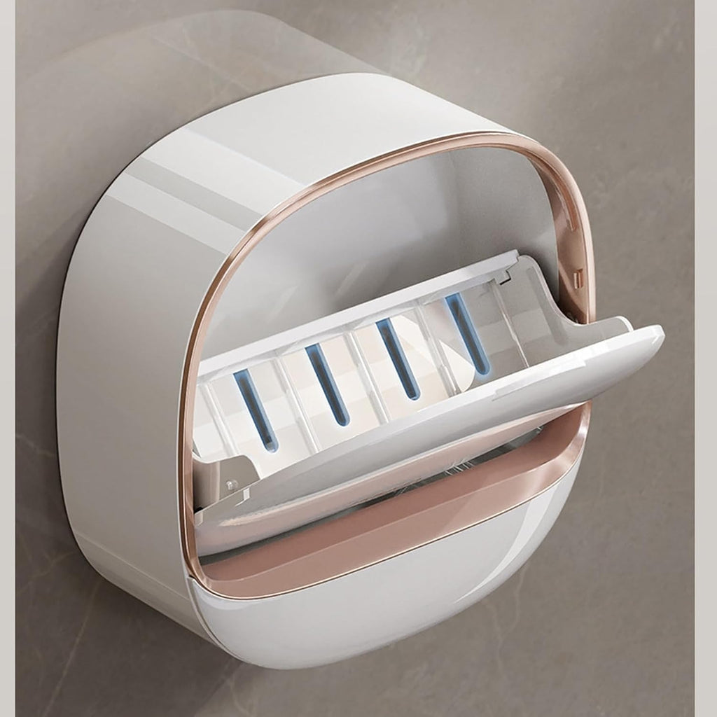 Luxury Wall-Mounted Soap Holder with Drain Tray – Stylish Bathroom Soap Box