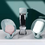 Leaf-Shape Self-Draining Soap Holder – Bathroom & Kitchen Soap Dish with Suction Base | Stylo Choice