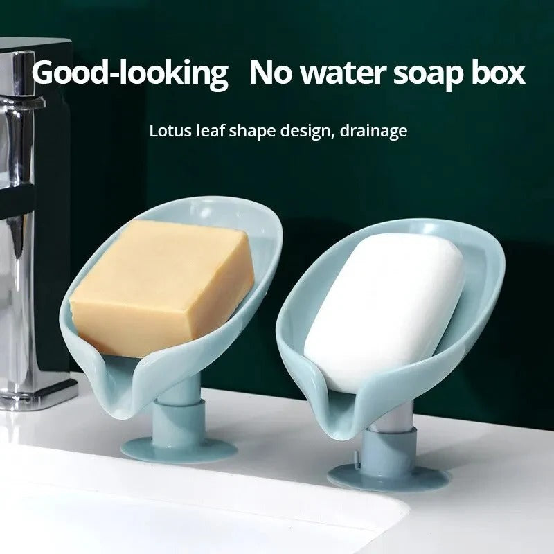 Leaf-Shape Self-Draining Soap Holder – Bathroom & Kitchen Soap Dish with Suction Base | Stylo Choice