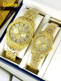 Luxury Diamond-Accented Couple Watch Set for Men & Women – Elegant Matching Wrist Watches (Without Box)