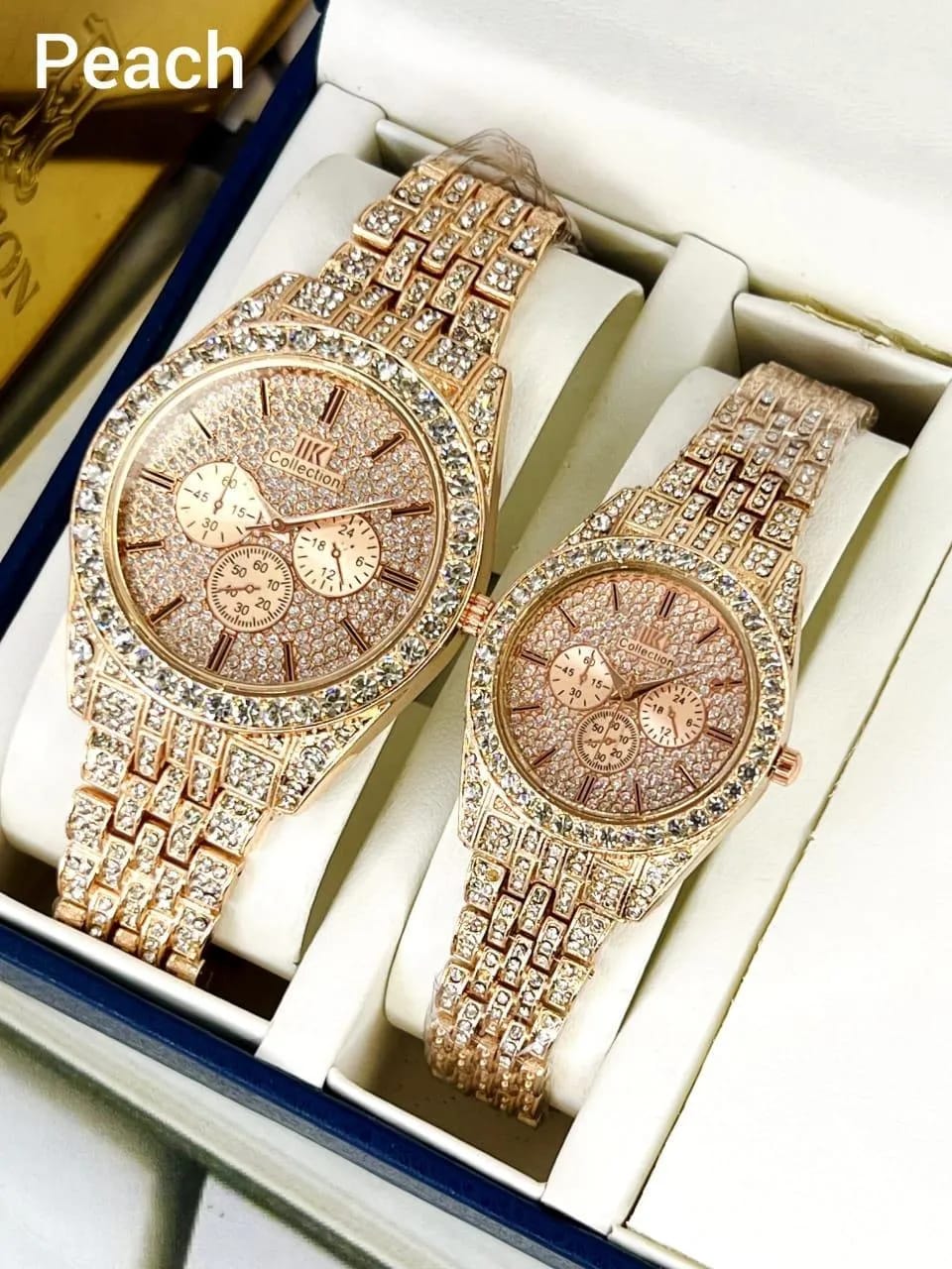 Luxury Diamond-Accented Couple Watch Set for Men & Women – Elegant Matching Wrist Watches (Without Box)