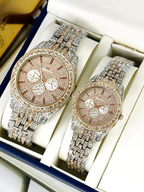 Luxury Diamond-Accented Couple Watch Set for Men & Women – Elegant Matching Wrist Watches (Without Box)