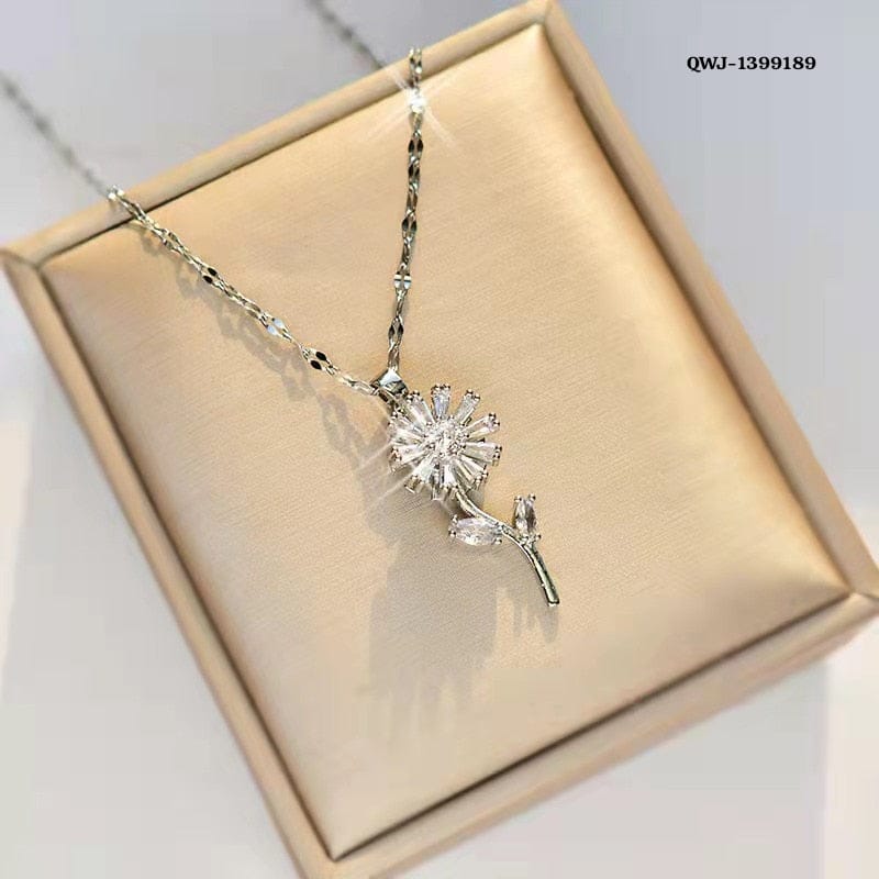 Flower Rotation Pendant Golden Necklace – Elegant Rotating Floral Charm Necklace for Women | Stylo Choice