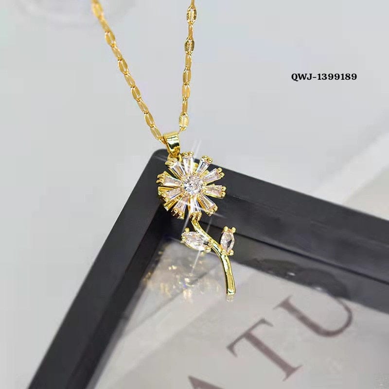 Flower Rotation Pendant Golden Necklace – Elegant Rotating Floral Charm Necklace for Women | Stylo Choice