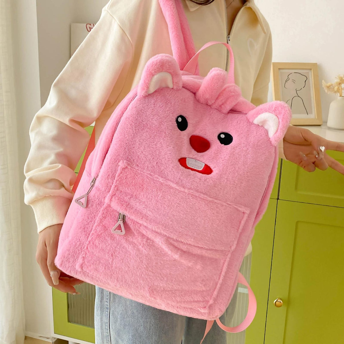 Cute Fluffy Backpack in Pakistan – Soft Plush Cartoon School & Travel Bag for Girls | Stylo Choice