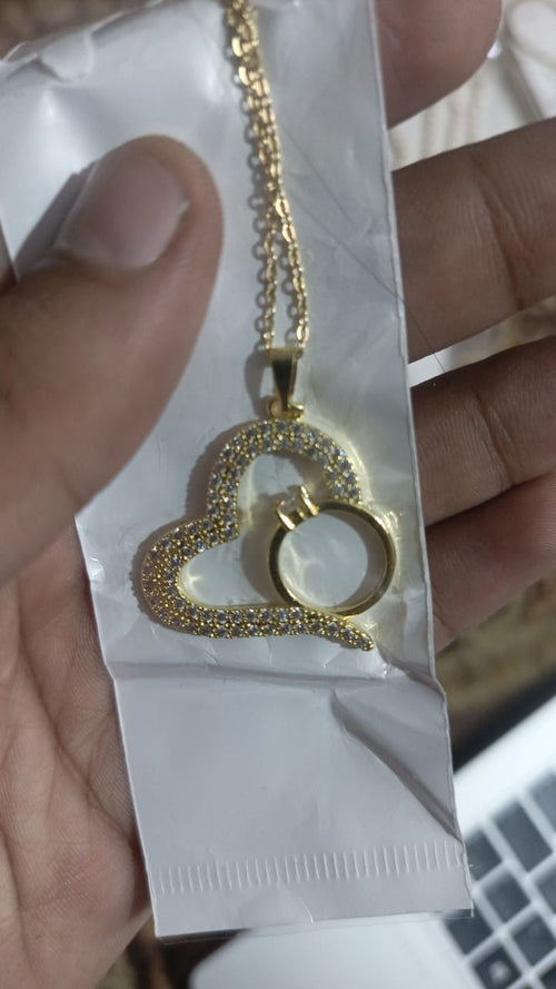Korean Heart Locket with Adjustable Ring – Elegant Couple Jewelry Set | Stylo Choice