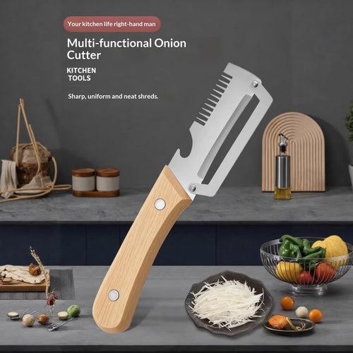 3 in 1 Peeler Knife with Wooden-Style Handle – Multifunctional Stainless Steel Fruit & Vegetable Peeler