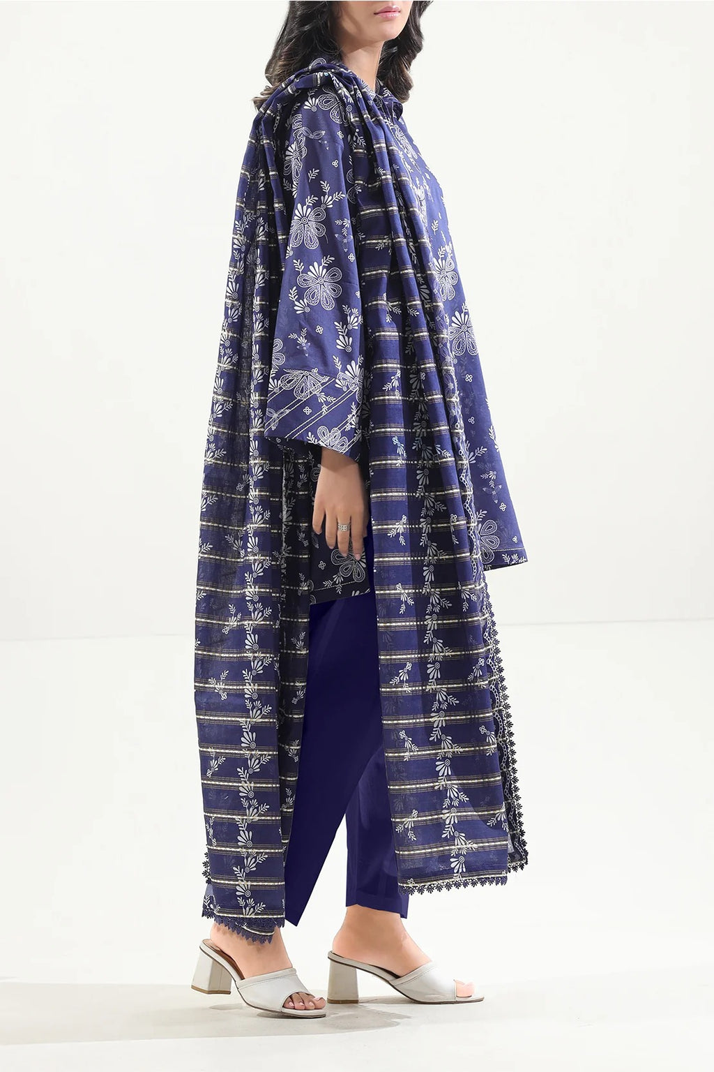 Saya Midnight Flora 3-Piece Printed Lawn Suit – Unstitched Summer Collection for Women | Stylo Choice
