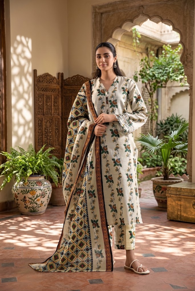 Saya Premium 3-Piece Printed Lawn Suit – Unstitched Summer Collection for Women