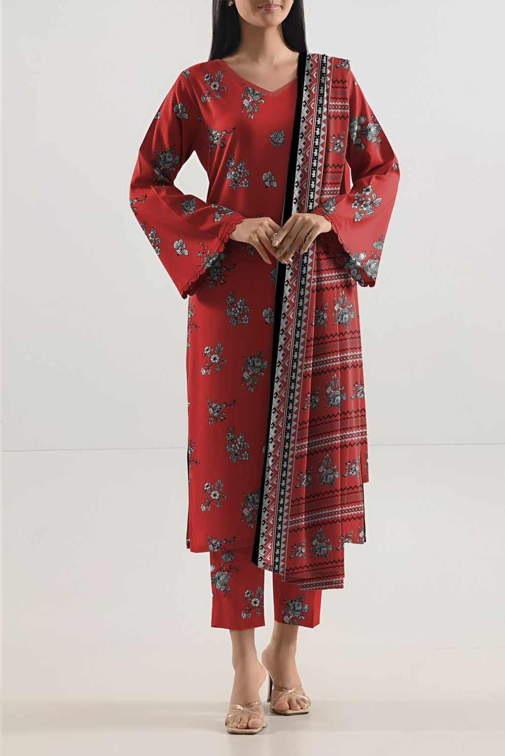 Saya Ruby Bloom 3-Piece Printed Lawn Suit – Unstitched Women's Summer Dress Collection | Stylo Choice