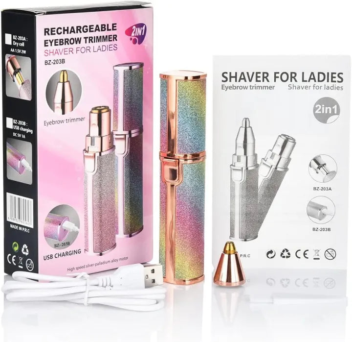 Portable Facial Hair Remover Machine – Glitter Design for Women | Painless Face Hair Removal Device | Stylo Choice