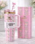 Stanley Premium Quality Floral Tumbler – Insulated Travel Mug with Handle & Straw | Stylish Floral Water Cup | Stylo Choice