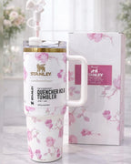 Stanley Premium Quality Floral Tumbler – Insulated Travel Mug with Handle & Straw | Stylish Floral Water Cup | Stylo Choice