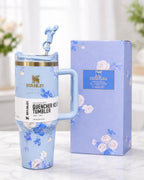 Stanley Premium Quality Floral Tumbler – Insulated Travel Mug with Handle & Straw | Stylish Floral Water Cup | Stylo Choice