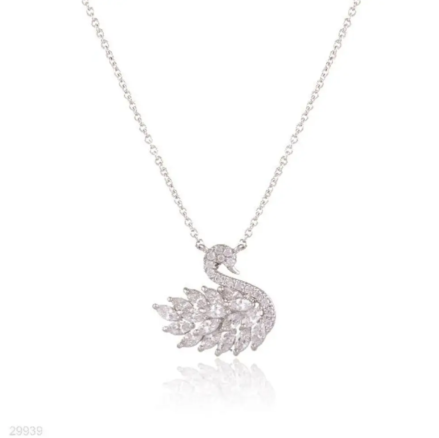 Swan Zircon Necklace for Women – Elegant Crystal Swan Pendant Necklace