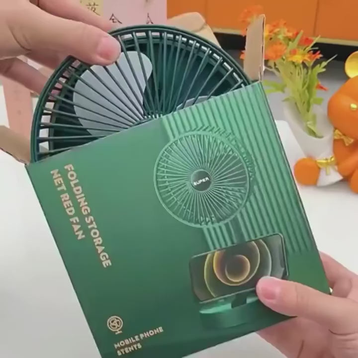 Telescopic Folding Fan – Portable USB Rechargeable Folding Table Fan | Adjustable Height Mini Cooling Fan | Stylo Choice